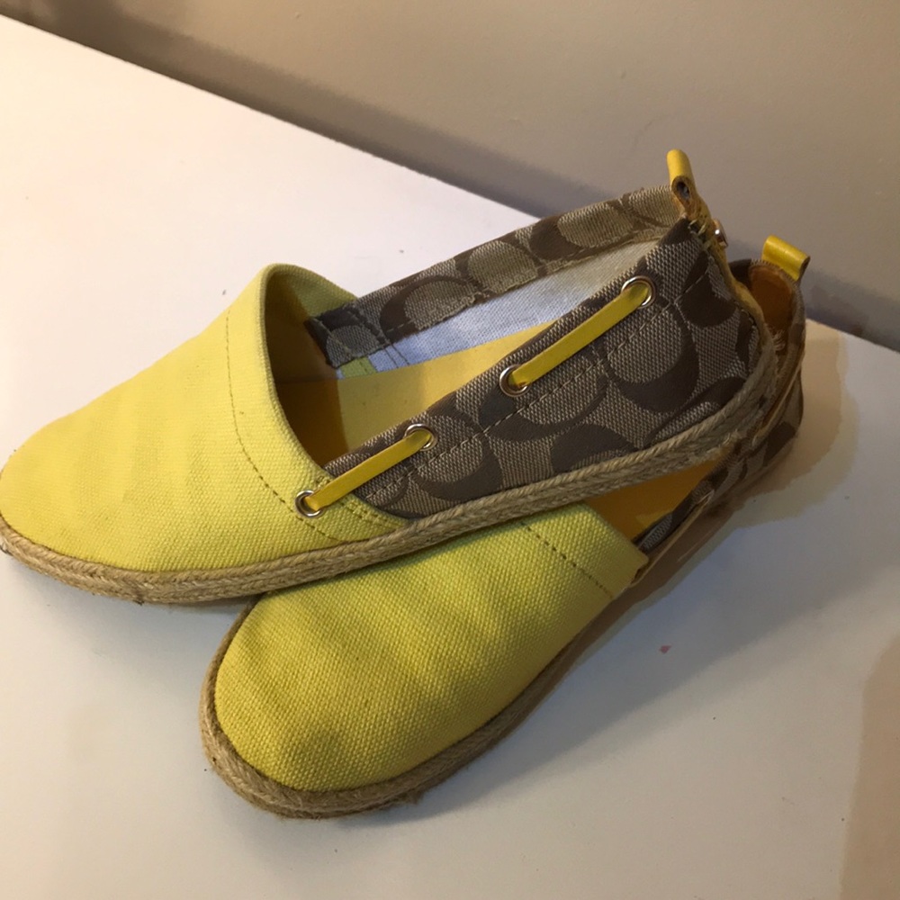 Coach yellow espadrille slipper